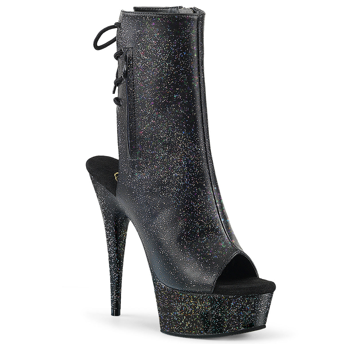 Black Glitter Platform Boot