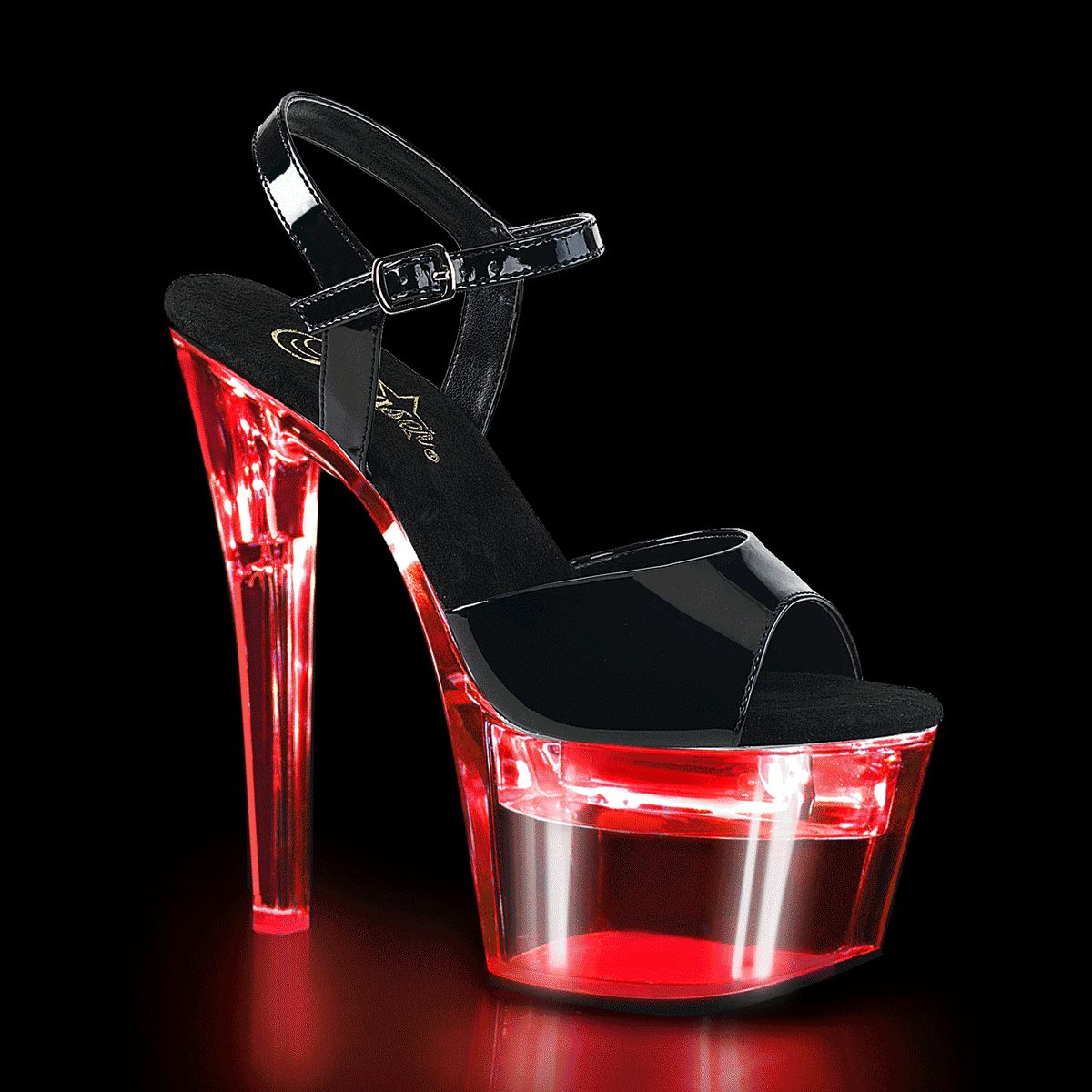 Black LED Clear Platform Heels