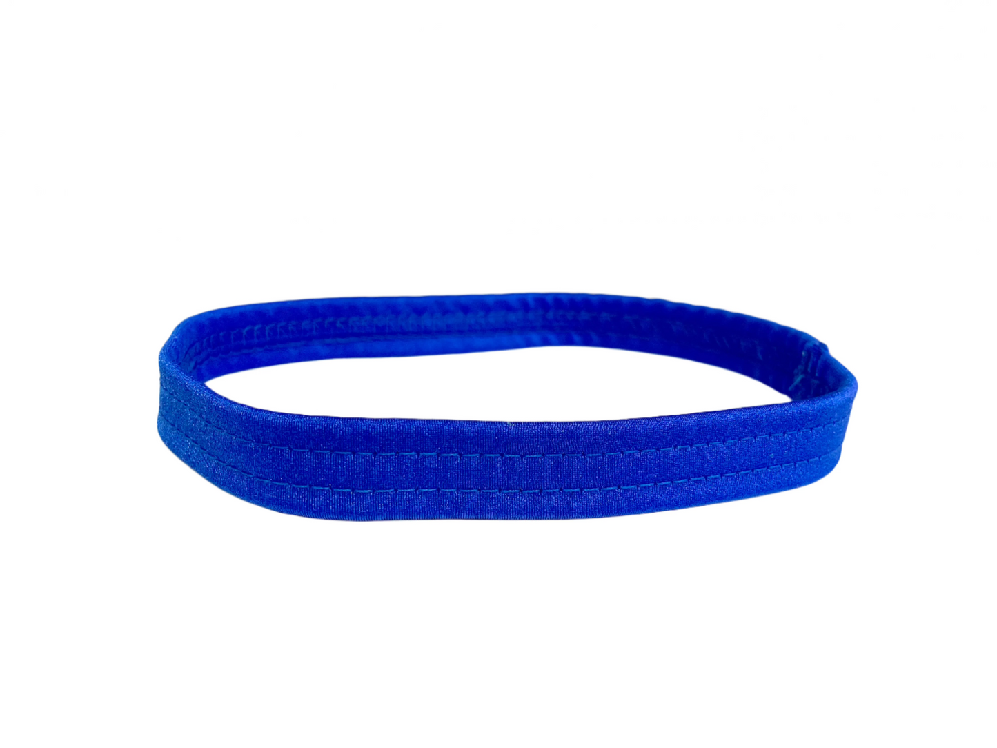 Royal blue thigh garter made of stretch elastic, worn by exotic dancers as a money band.