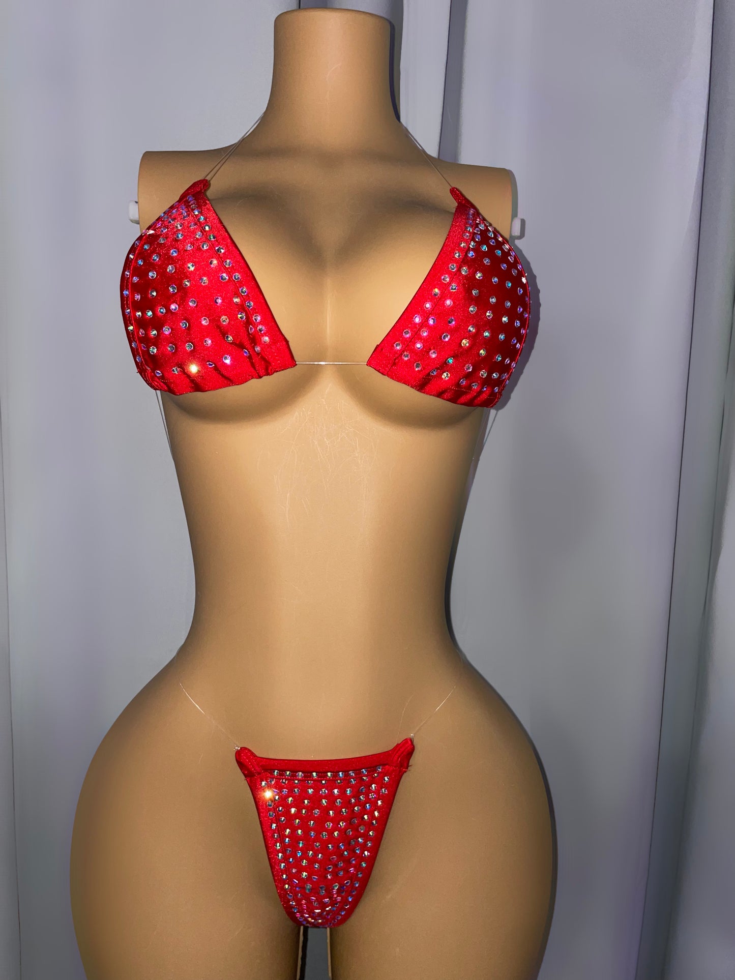 Red Rhinestone Bling Bikini