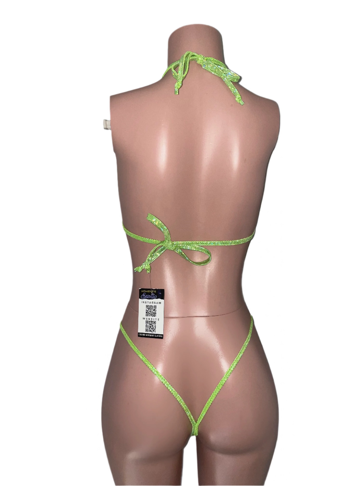 Essentials: Holographic Glitz Green Bikini - Exotic dance outfit