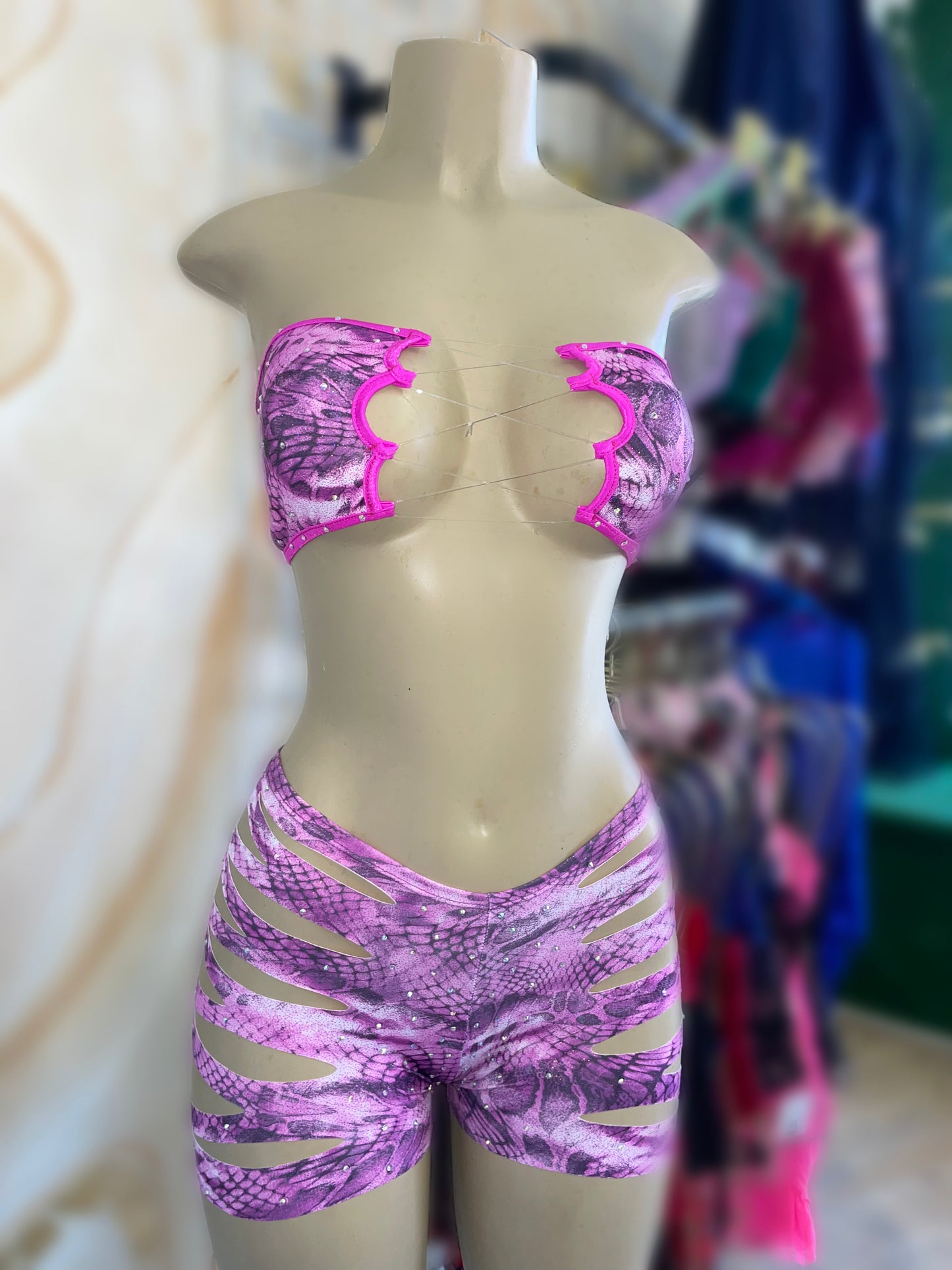 Purple Snake Short Outfit