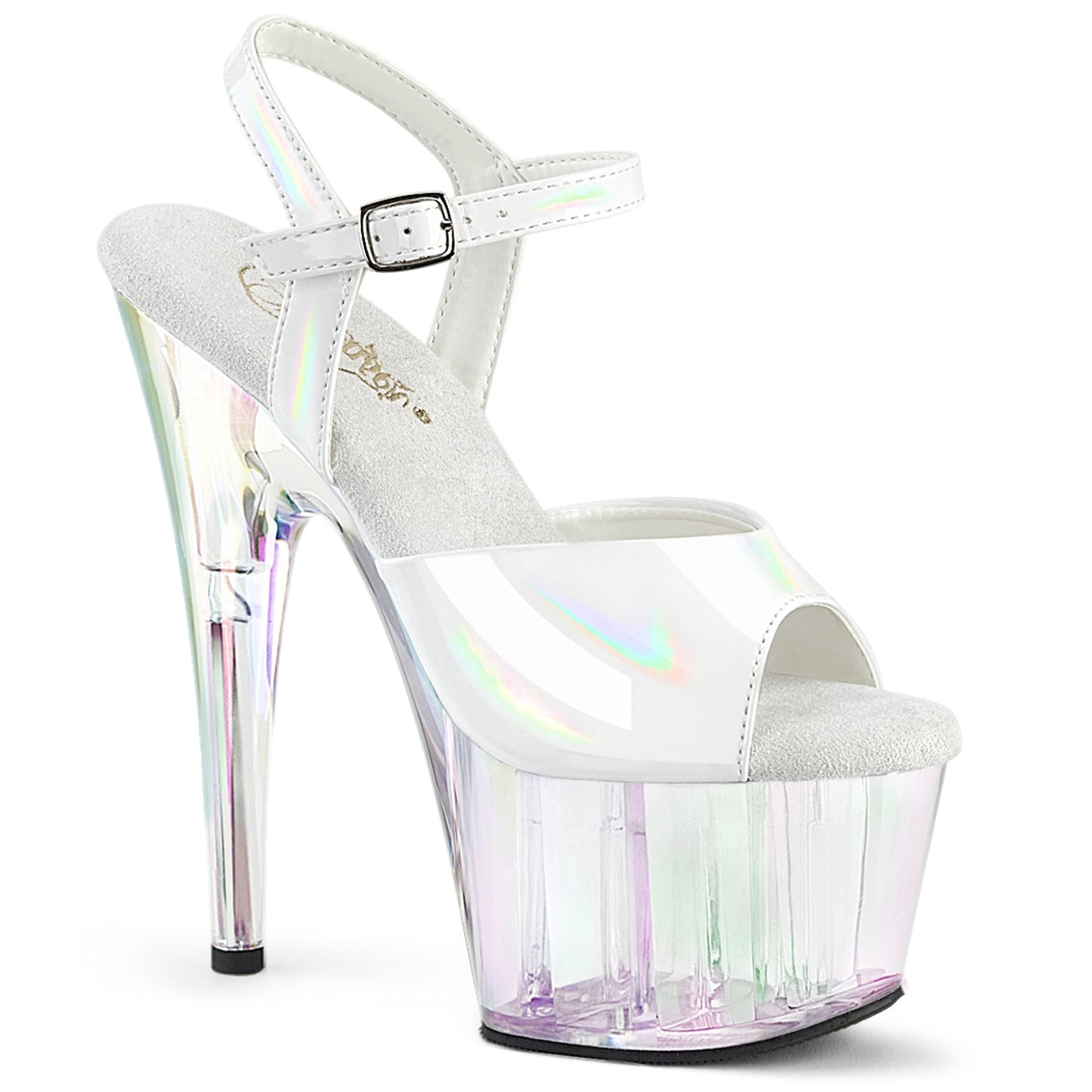 7 Inch White Holo Heels - Exotic dance heel