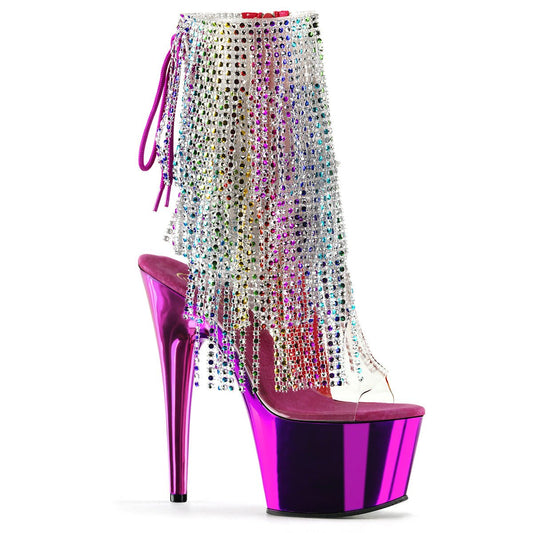 7inch Rainbow Chrome Fringe Boots - Exotic dance heel