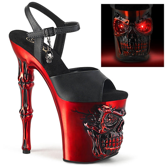 8” Red LED Skull Platform Heels - Exotic dance heel