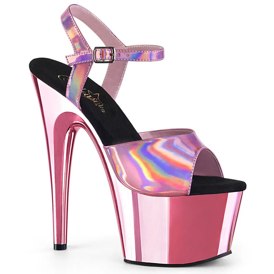 Perfectly Pink Holographic Chrome Heels - Exotic dance heel