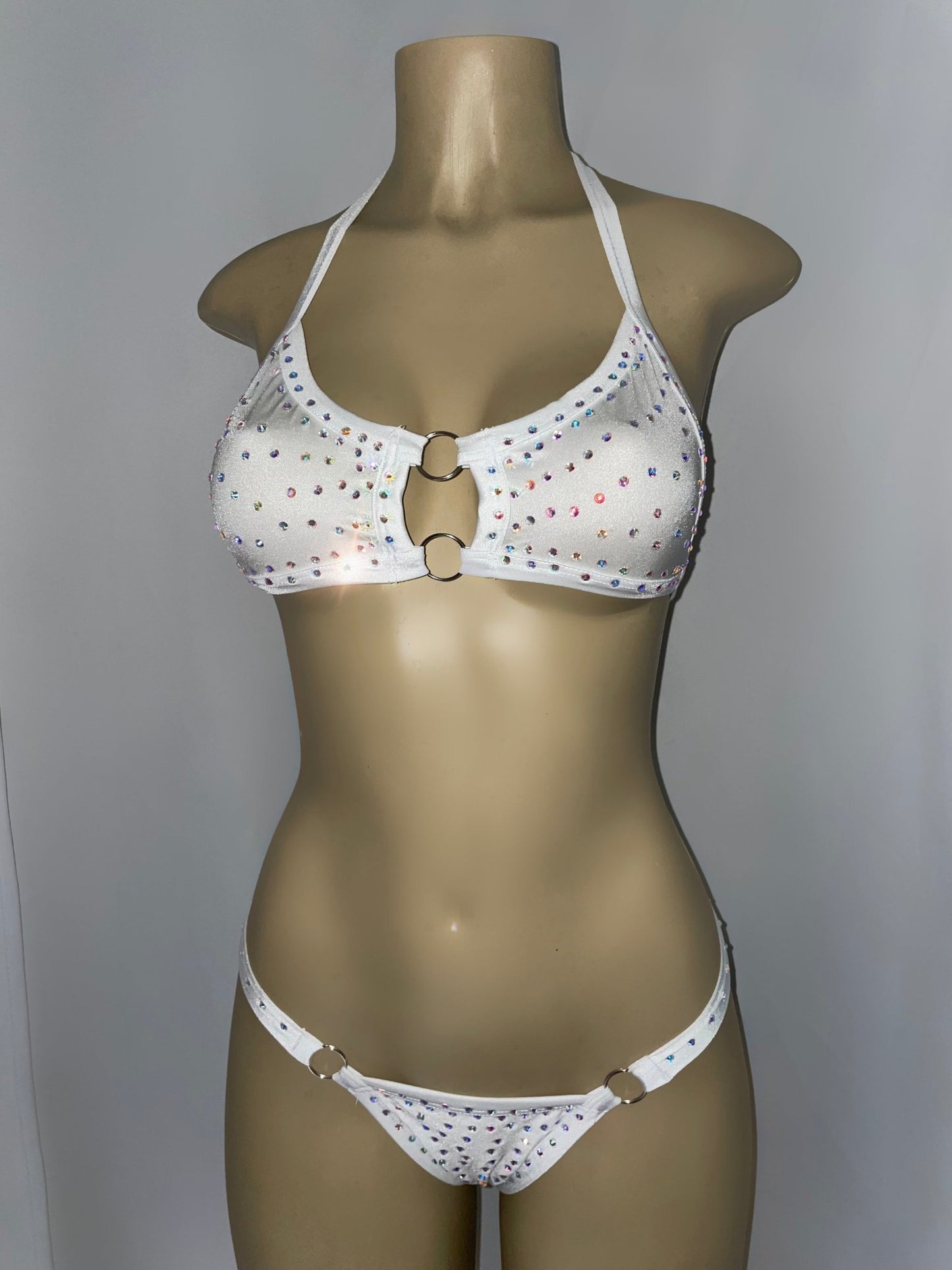 Angelita White Rhinestone Two Piece - Moments ExoticExotic dance outfit