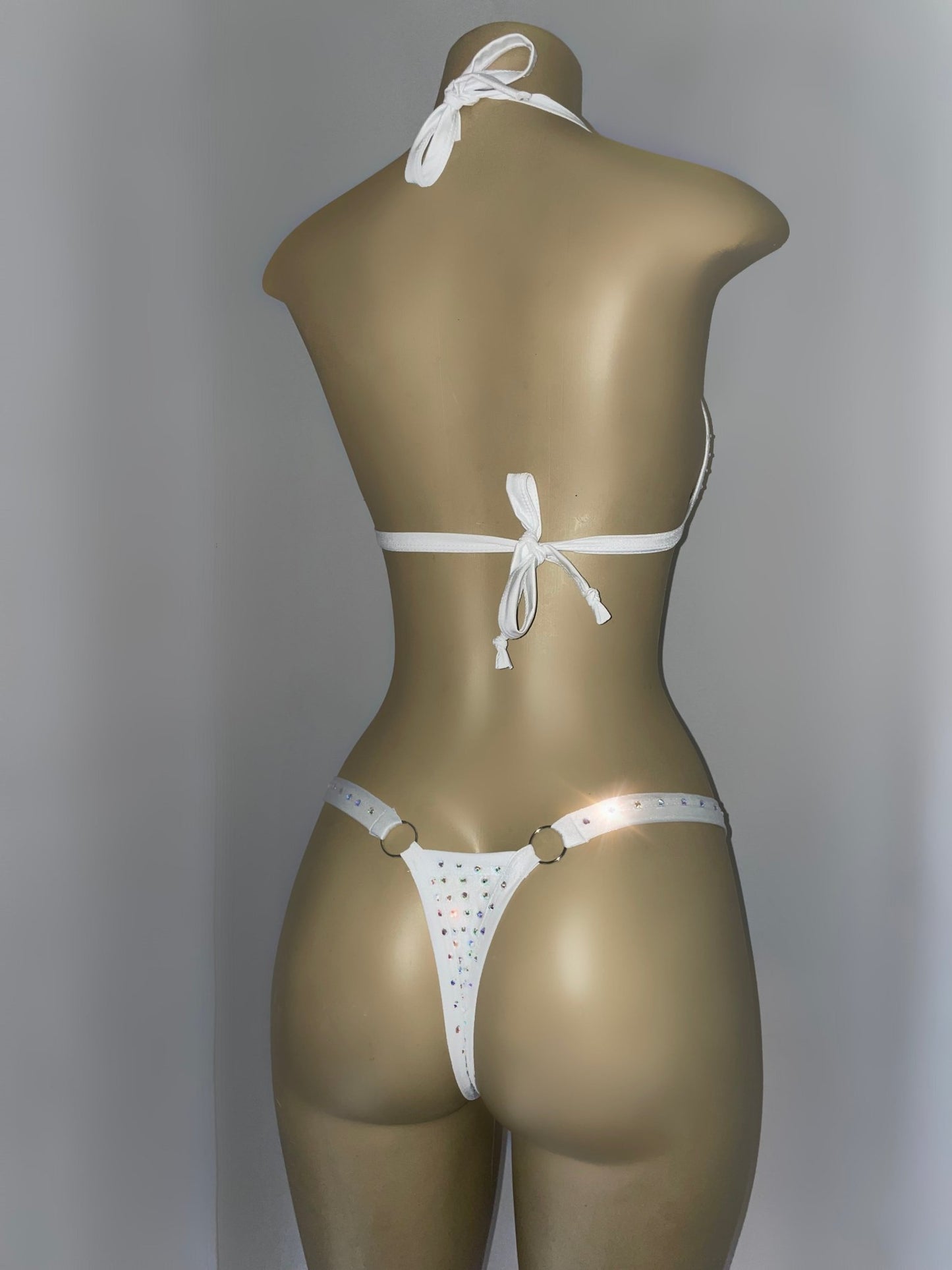 Angelita White Rhinestone Two Piece - Moments ExoticExotic dance outfit