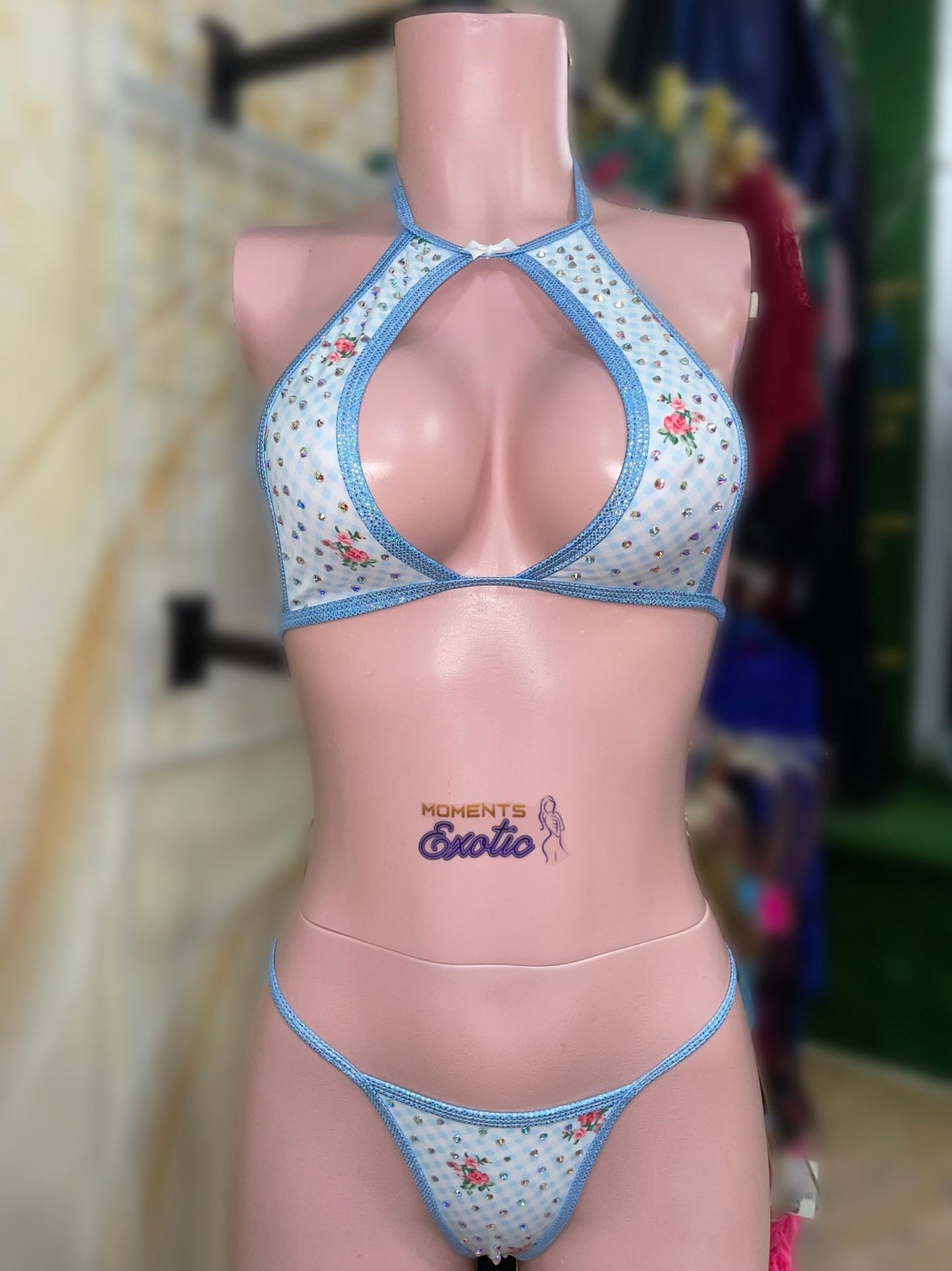 Gingham Sky 2pc - Exotic dance outfit