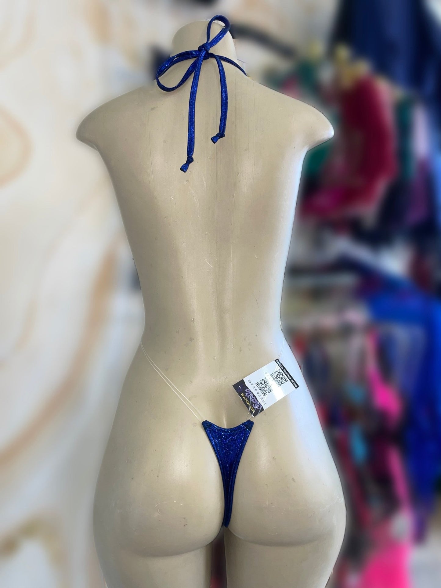 Holographic Blue Slingshot - Exotic dance outfit