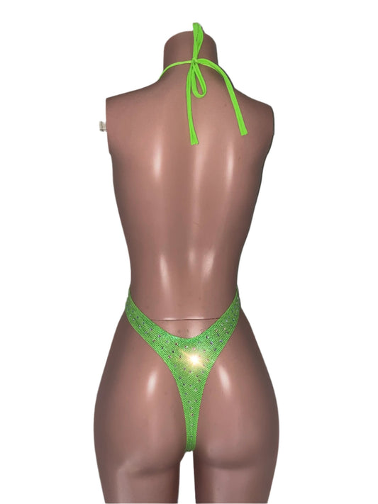 Lime Green One Piece Bodysuit - Exotic dance outfit