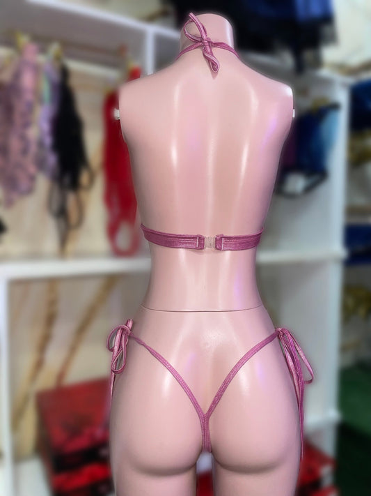 Metallic Pink 2pc Bikini - Exotic dance outfit