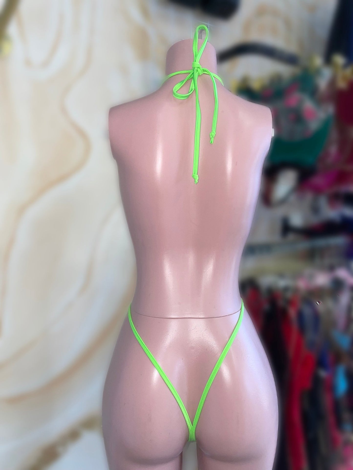Neon Green Lace Slingshot - Exotic dance outfit