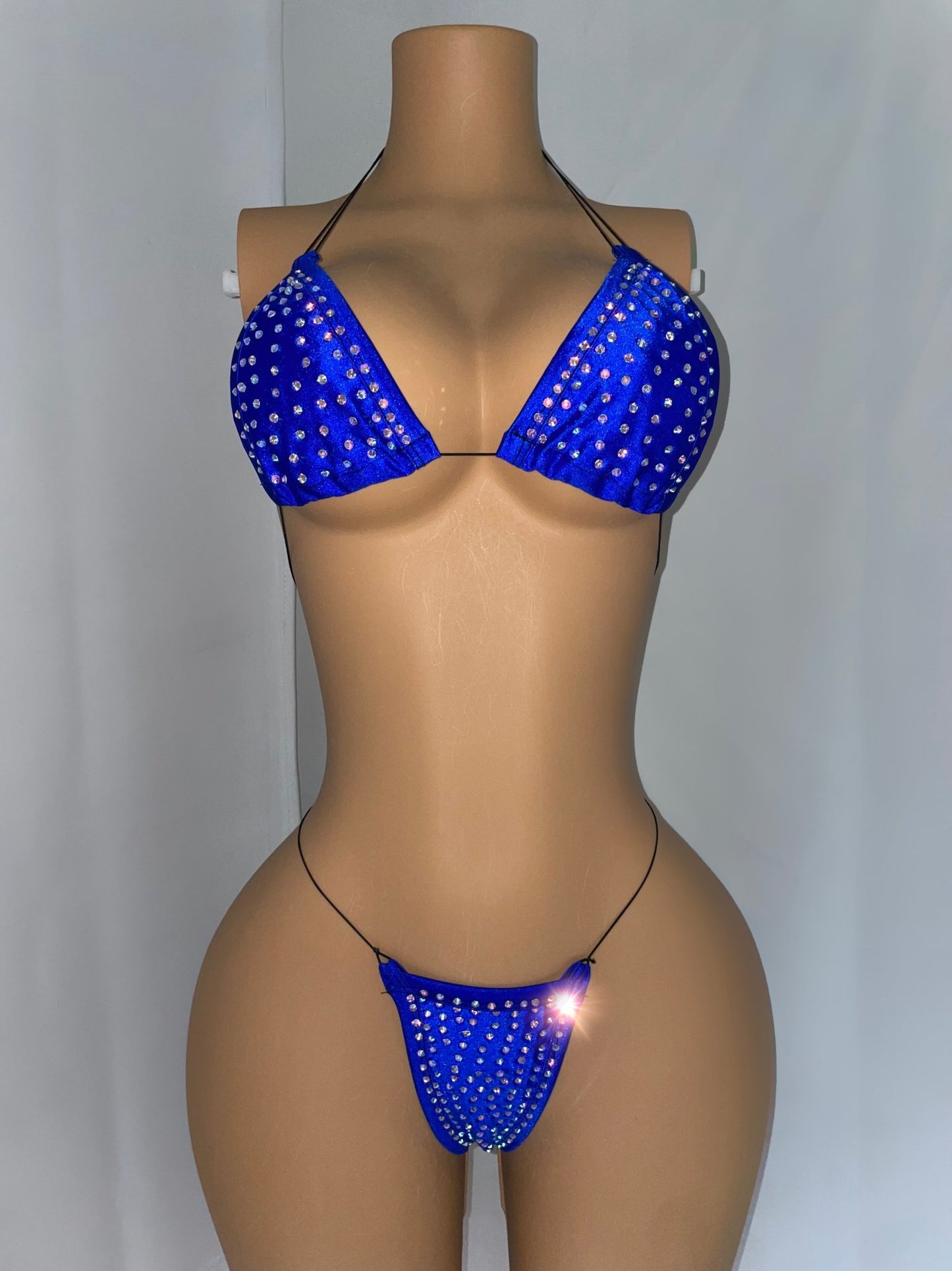 Royal Blue Rhinestone Bling Bikini - Moments ExoticExotic dance outfit