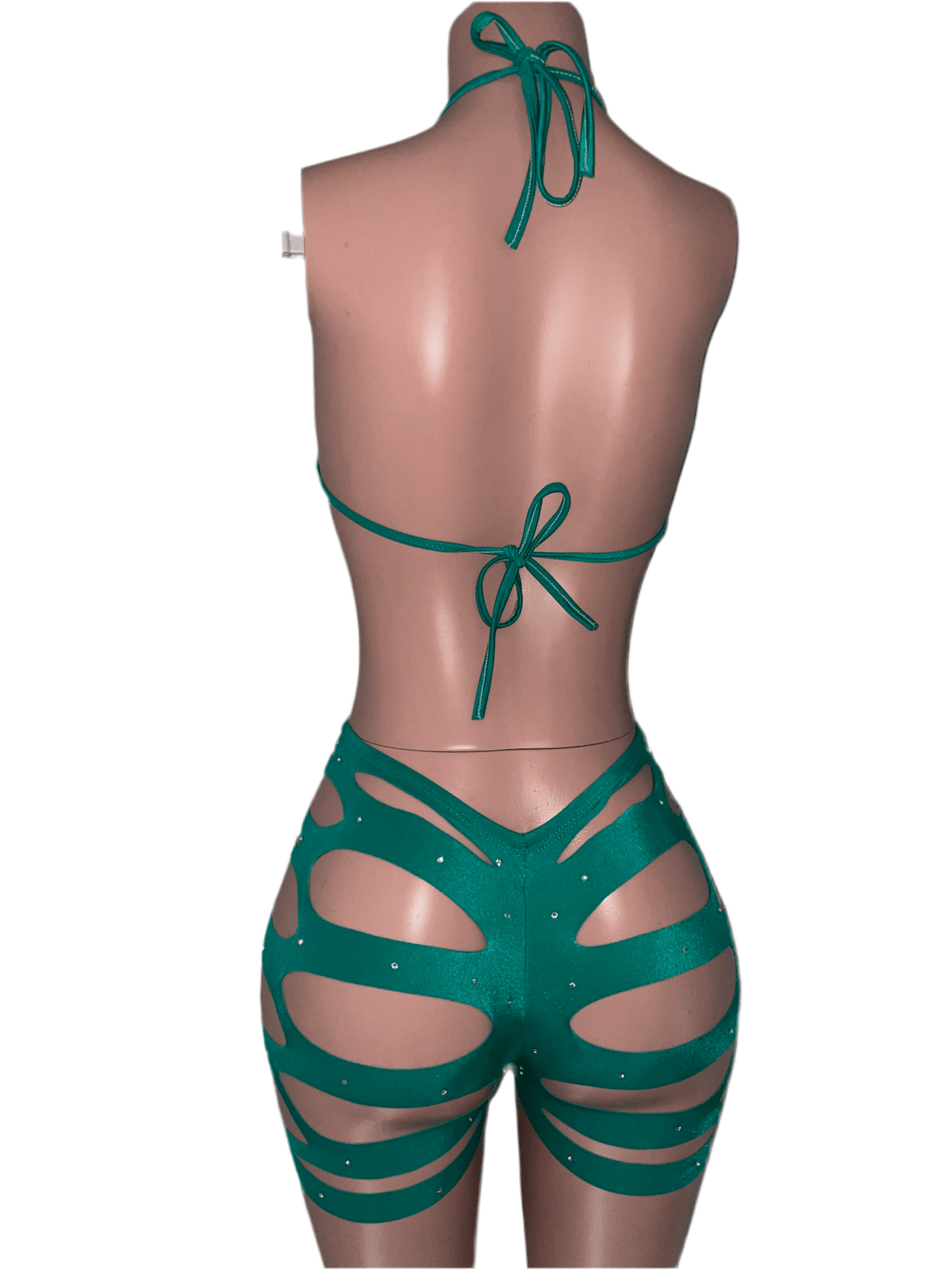 Teal Slit Short Set Exotic Dancewear - Exotic dance outfit