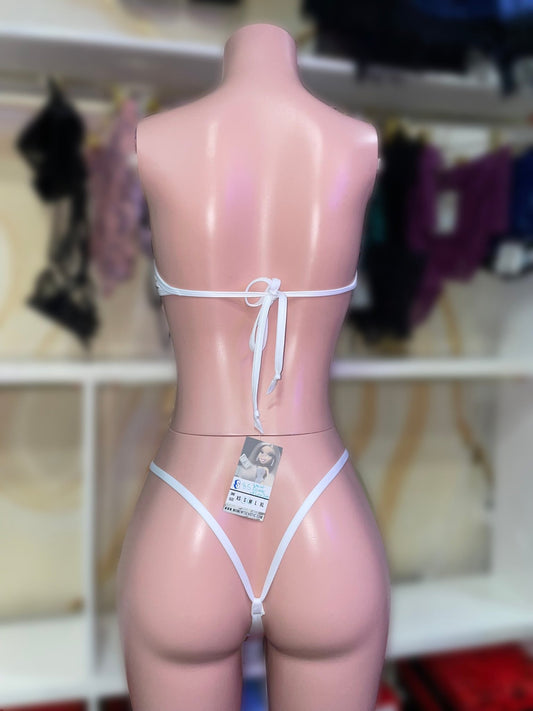 White Glitter Velvet 2pc - Exotic dance outfit