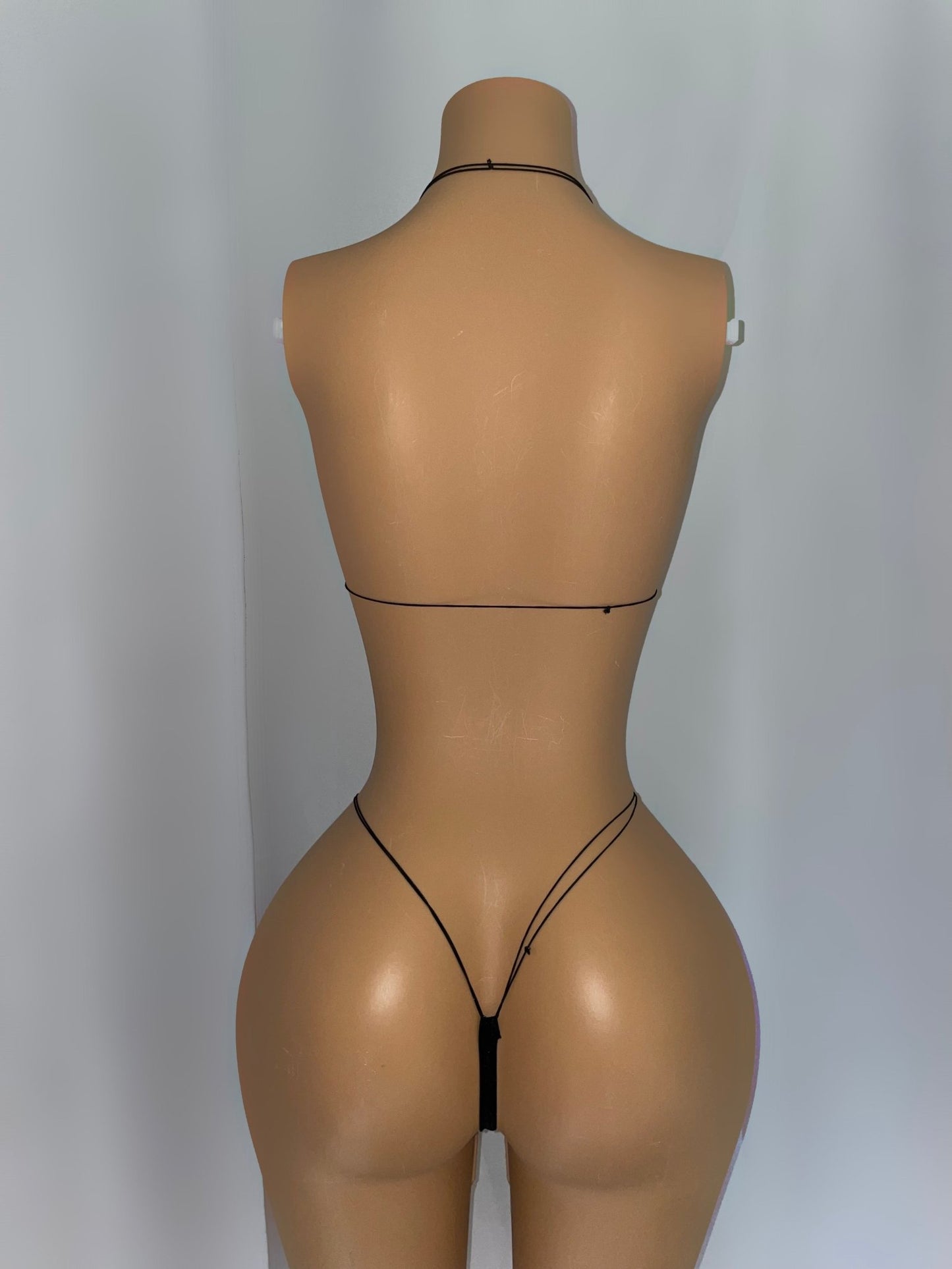 Pink kitty rhinestone micro bikini set back view exotic dance outfit