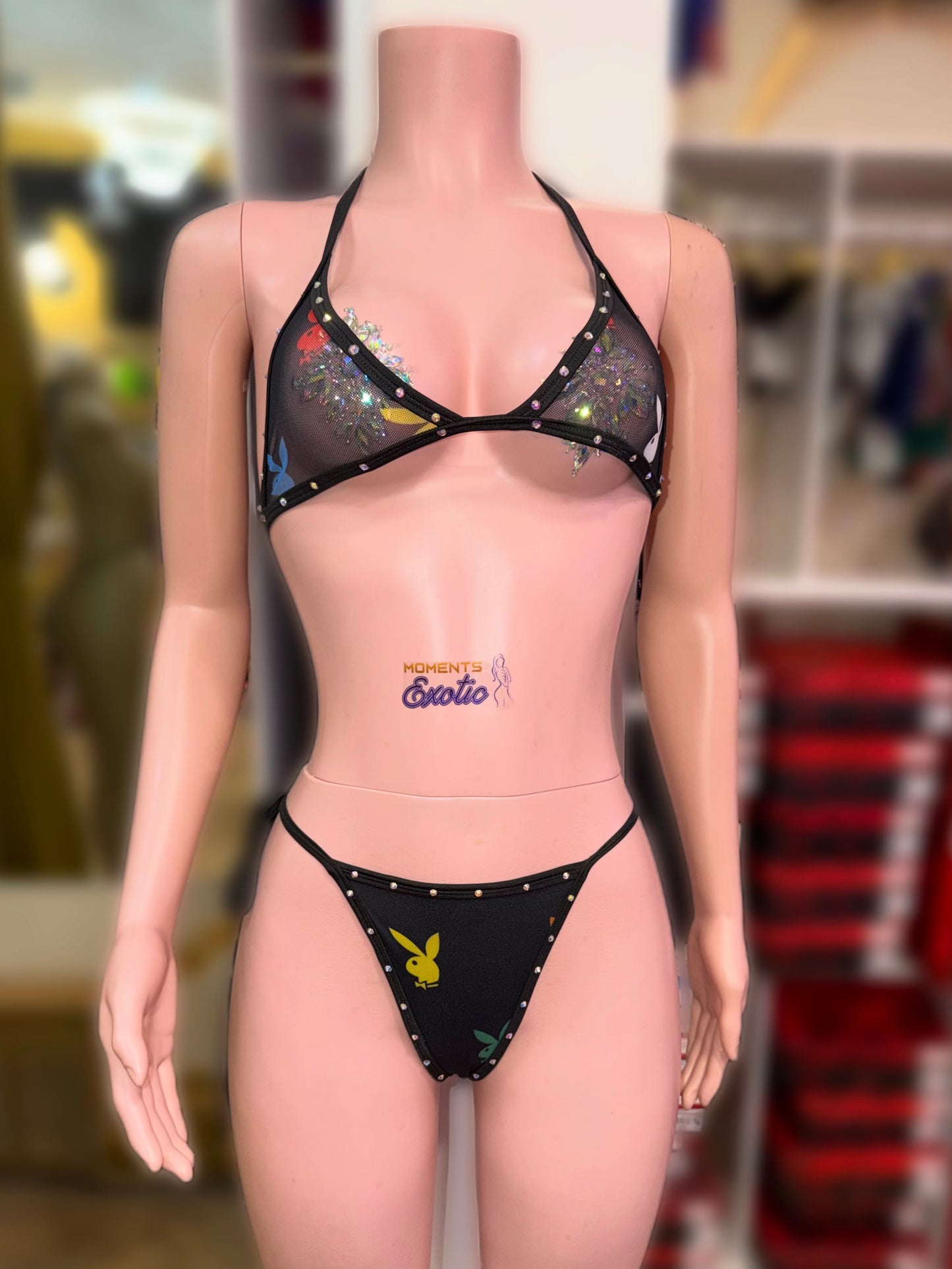 Black Mesh Bunny Bikini