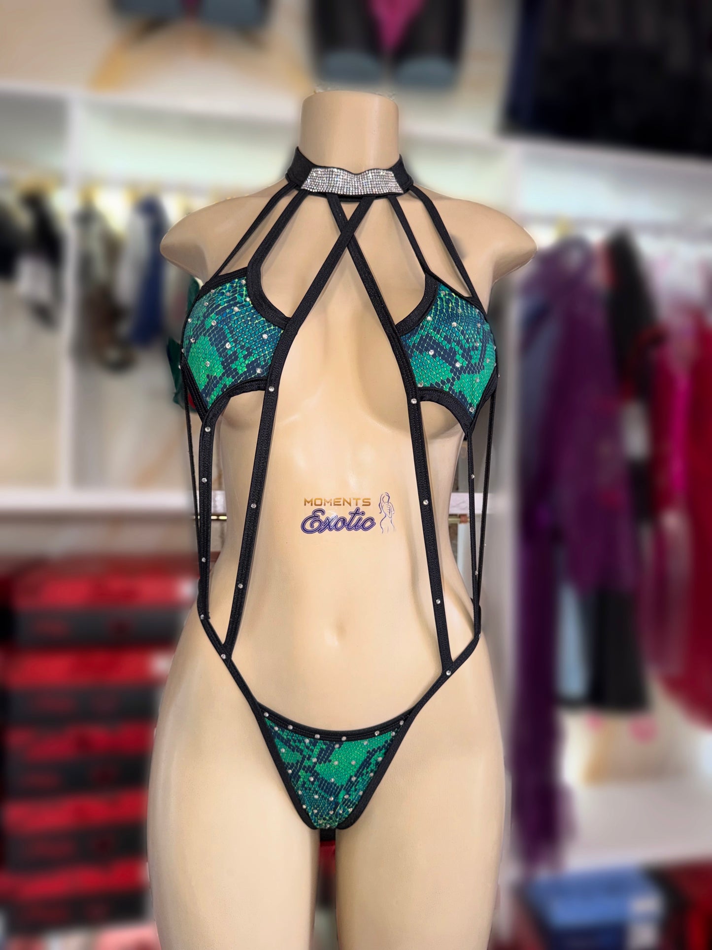 Green Snake Rhinestone 1pc