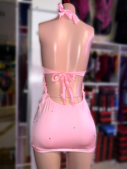 Baby Pink Rhinestone Gown