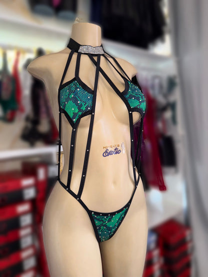 Green Snake Rhinestone 1pc