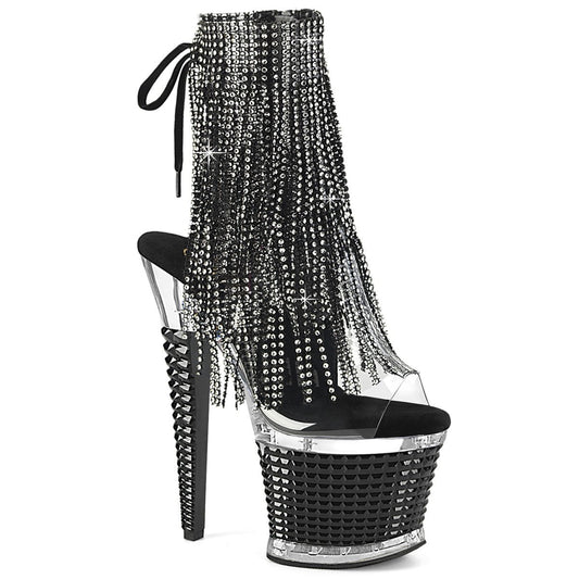 7" Black Rhinestone Studded Heel - 