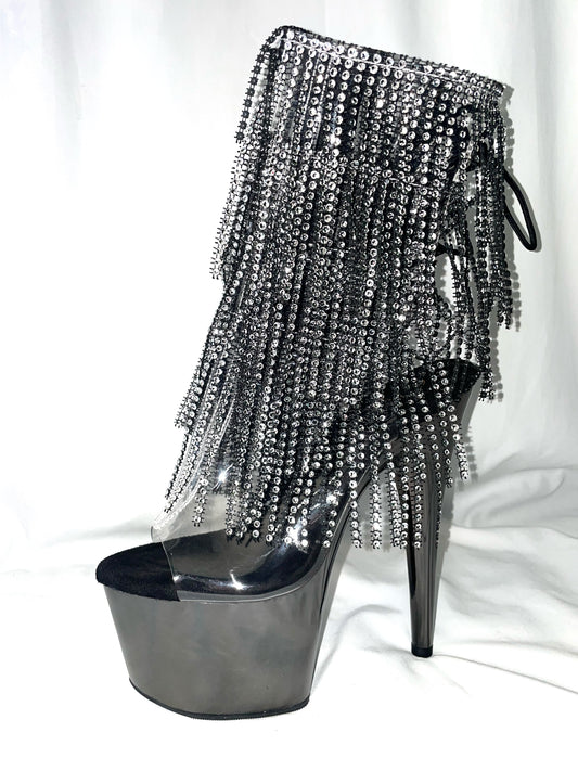 Mirrored Chrome Pewter Pleaser Boots