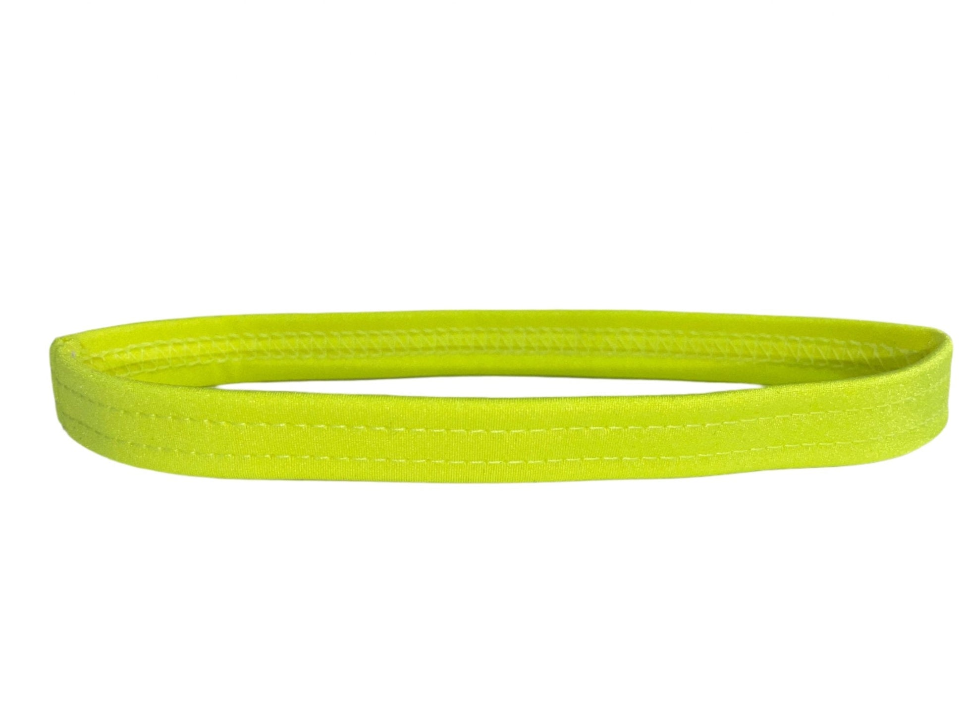 Chartreuse thigh garter made of stretch elastic, worn by exotic dancers as a money band.