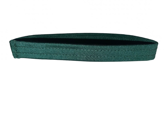 Emerald green thigh garter made of stretch elastic, worn by exotic dancers as a money band.
