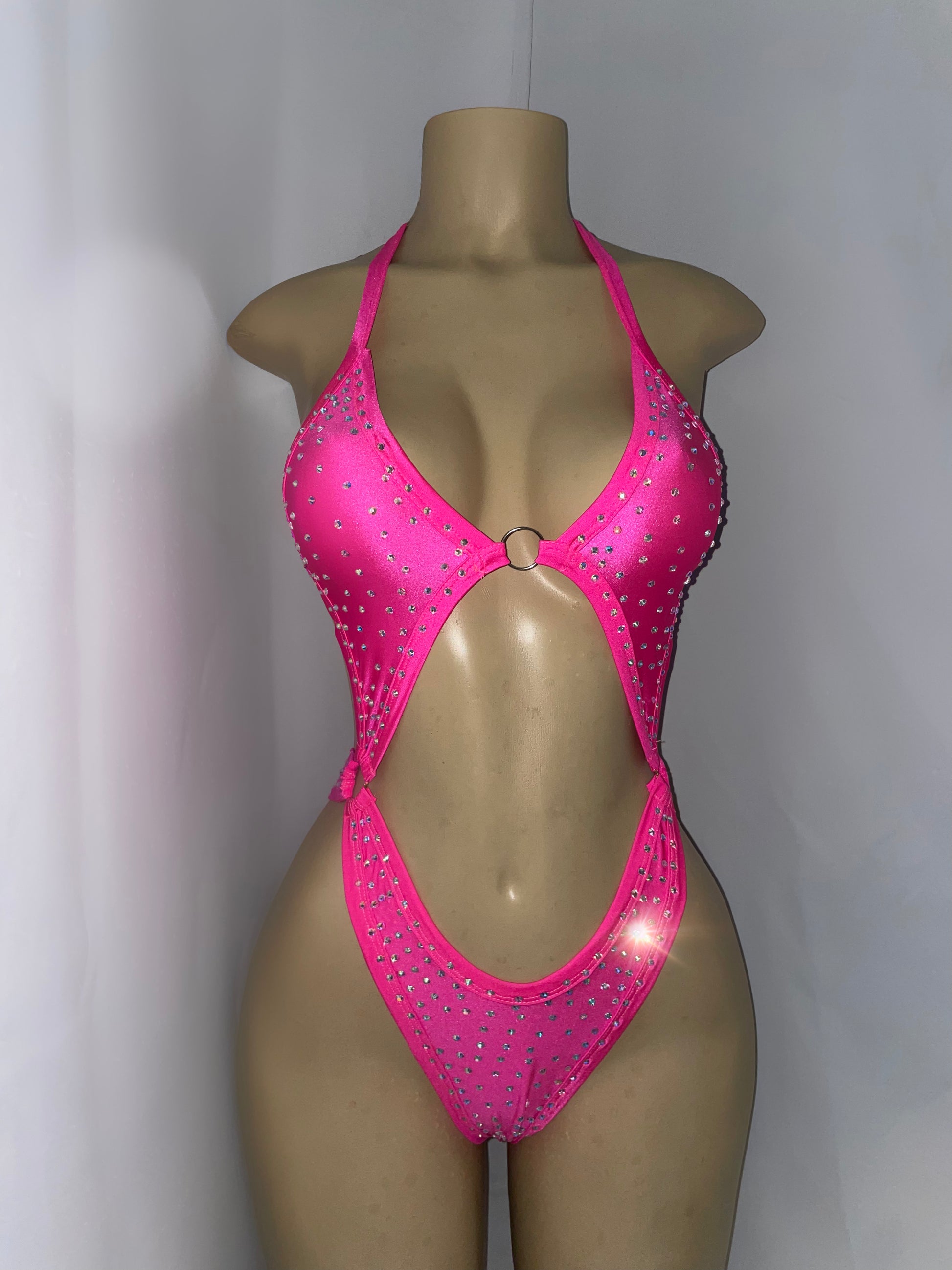 Exotic Dancewear Pink Bodysuit Stripper Outfit - Main Image