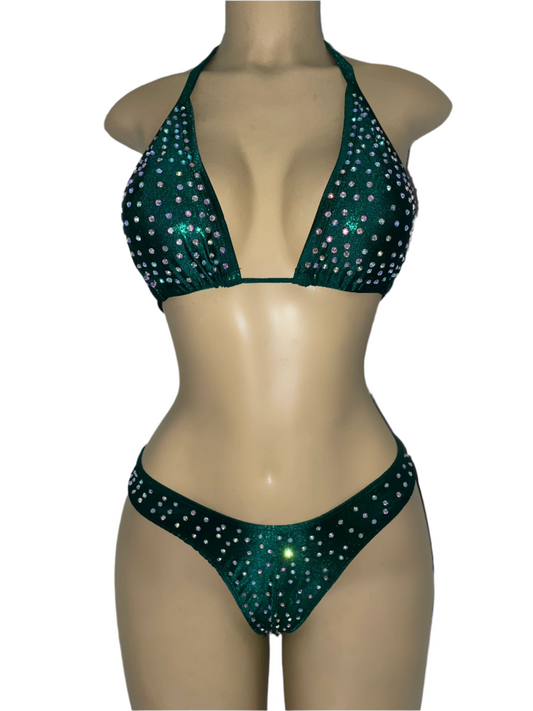 Emerald Green Rhinestone Bikini