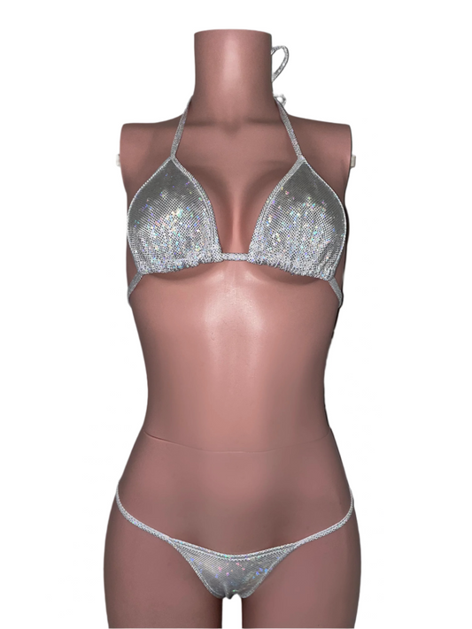Essentials: Holographic Glitz Silver Bikini - Exotic dance outfit