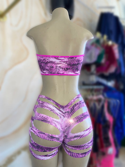 Purple Snake Short Outfit