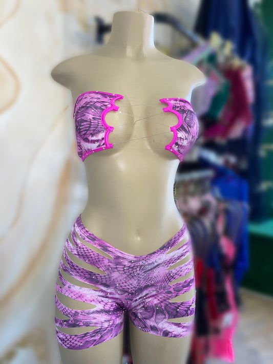 Purple Snake Short Outfit