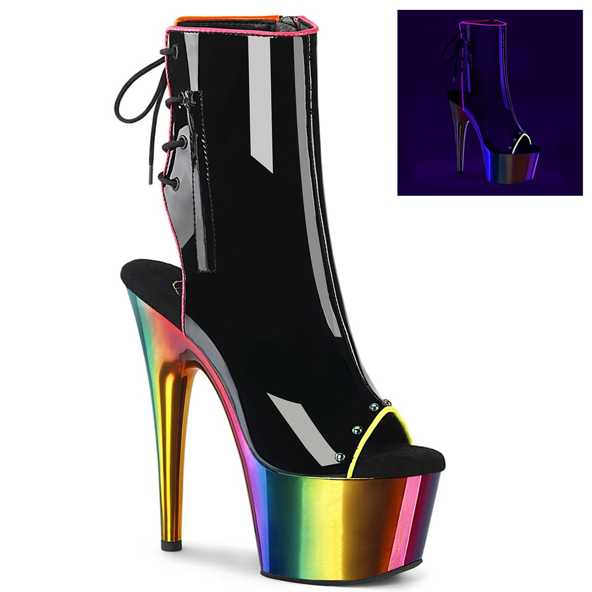 7 Inch Patent Rainbow Heels - Moments ExoticExotic dance heel