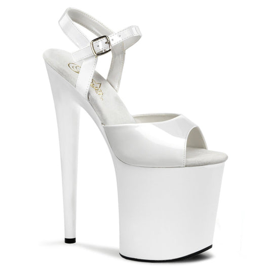 8 Inch Gloss White Platform Heels - Moments ExoticExotic dance heel