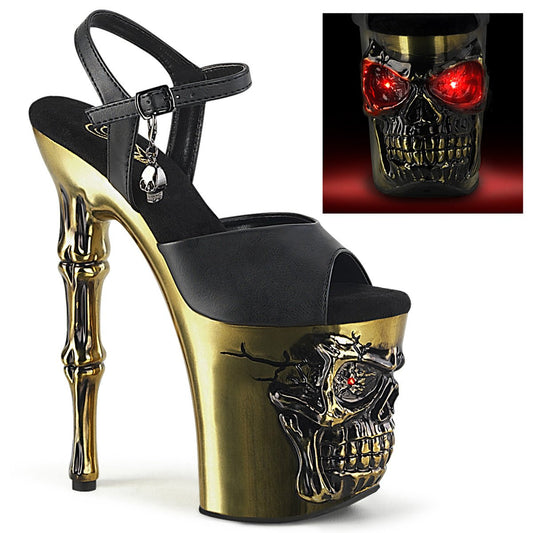 8 inch Gold Skull LED Platform Heels - Exotic dance heel