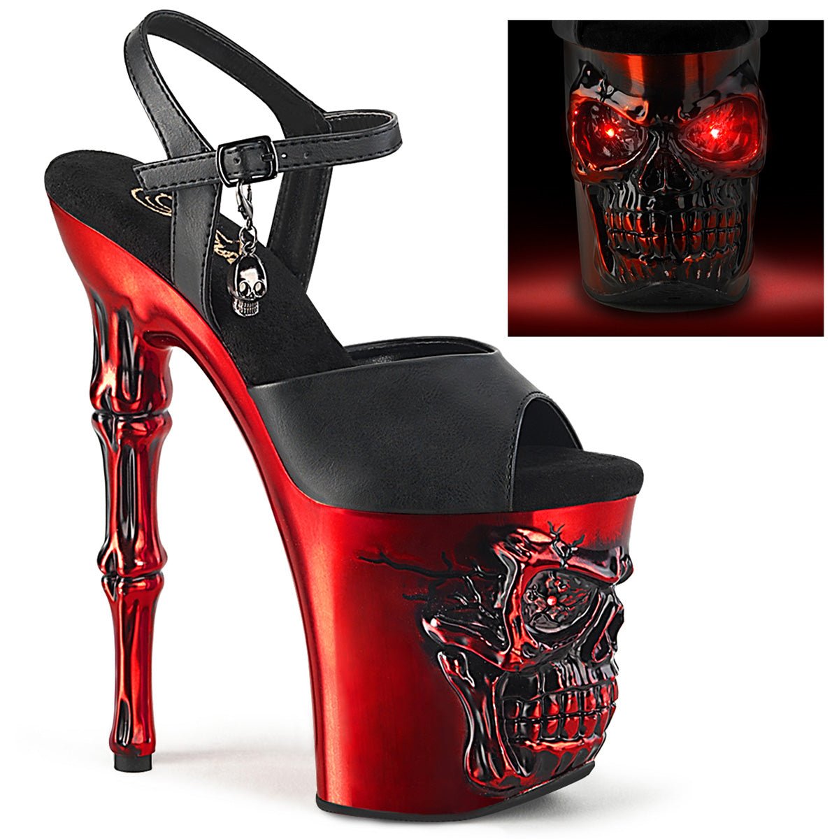 8” Red LED Skull Platform Heels - Exotic dance heel