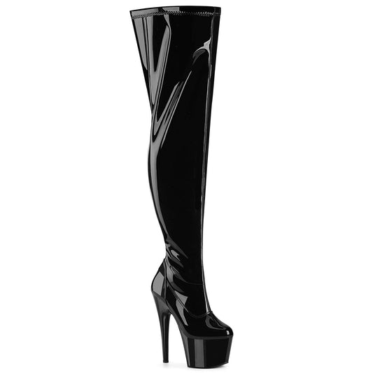 Black Thigh High Heels(Wide Calf) - Exotic dance heel