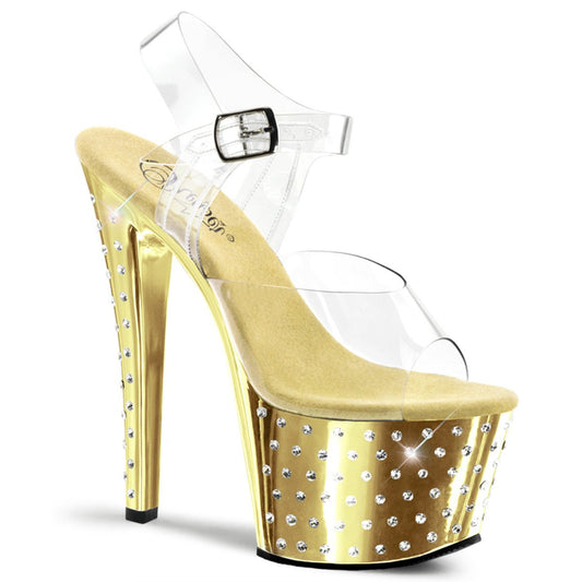 Gold Chrome Rhinestone Heels - Exotic dance heel