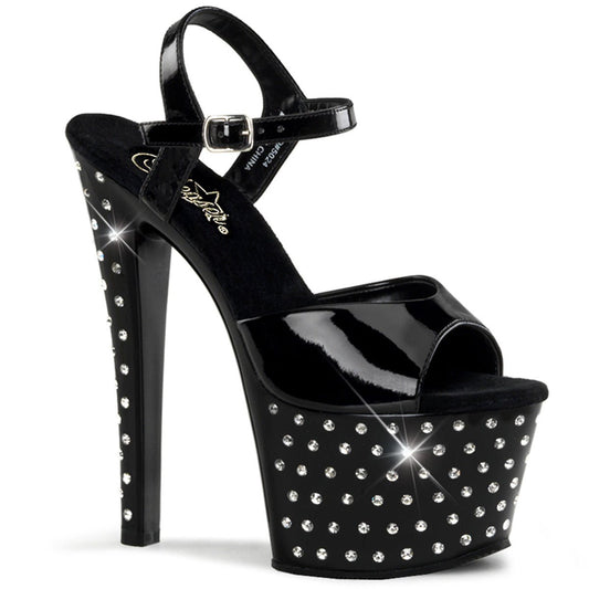 Leather Rhinestone Platform Heels - Exotic dance heel