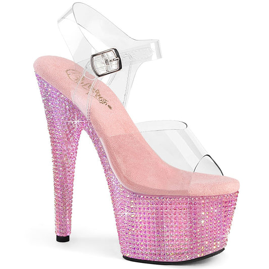 Princess Pink Rhinestone Clear Heels - Exotic dance heel