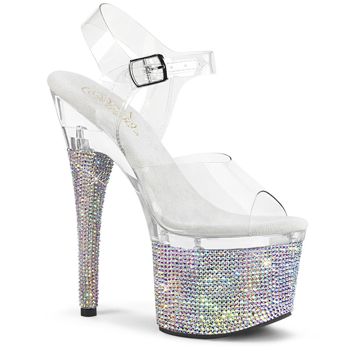 Rhinestone Clear Platform Heels - Exotic dance heel