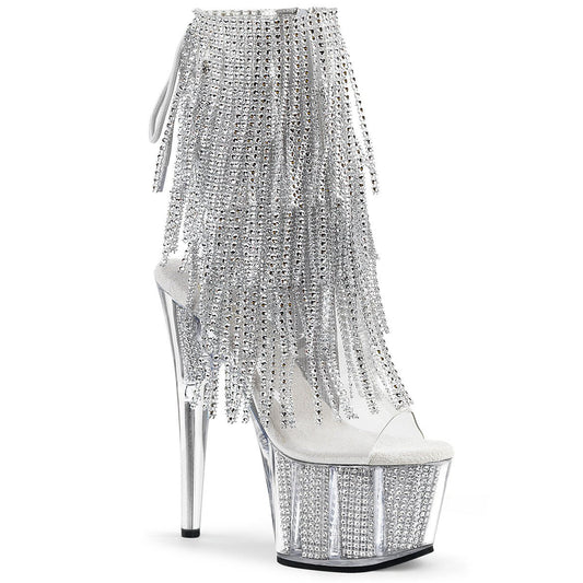Silver Rhinestone Fringe Heels - Exotic dance heel