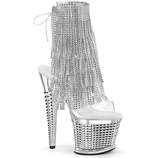 Studded Silver 7 Inch Heel Boot - Moments ExoticExotic dance heel