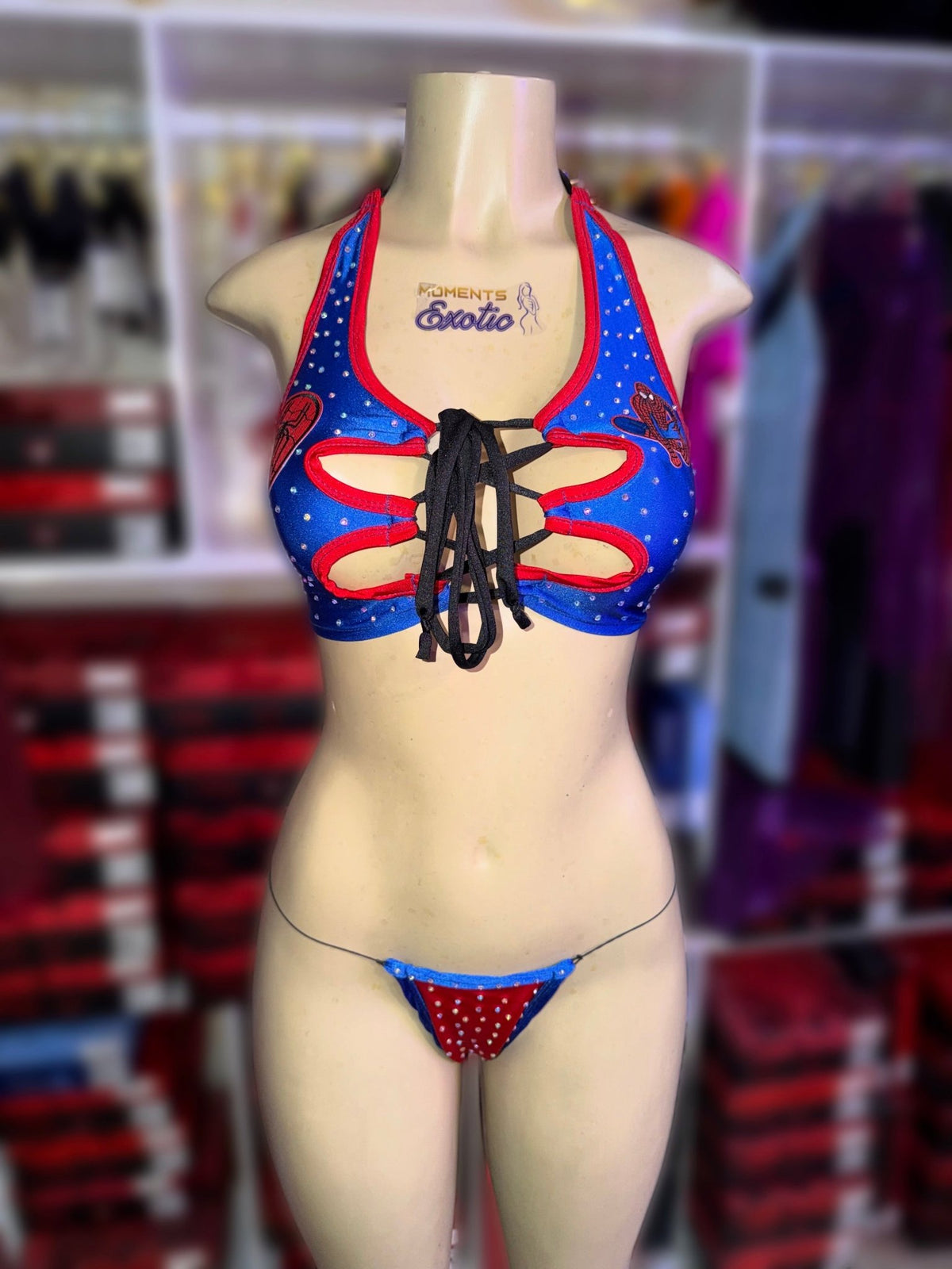 2pc Blue Spider Stripper Outfit - Exotic dance outfit