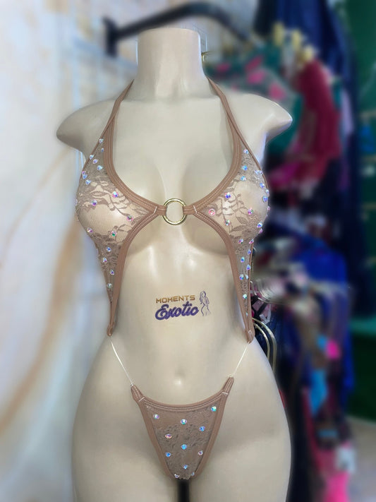 Beige Bling Slingshot - Exotic dance outfit