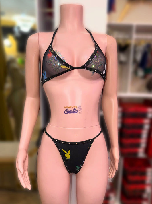 Black Mesh Bunny Bikini - Exotic dance outfit
