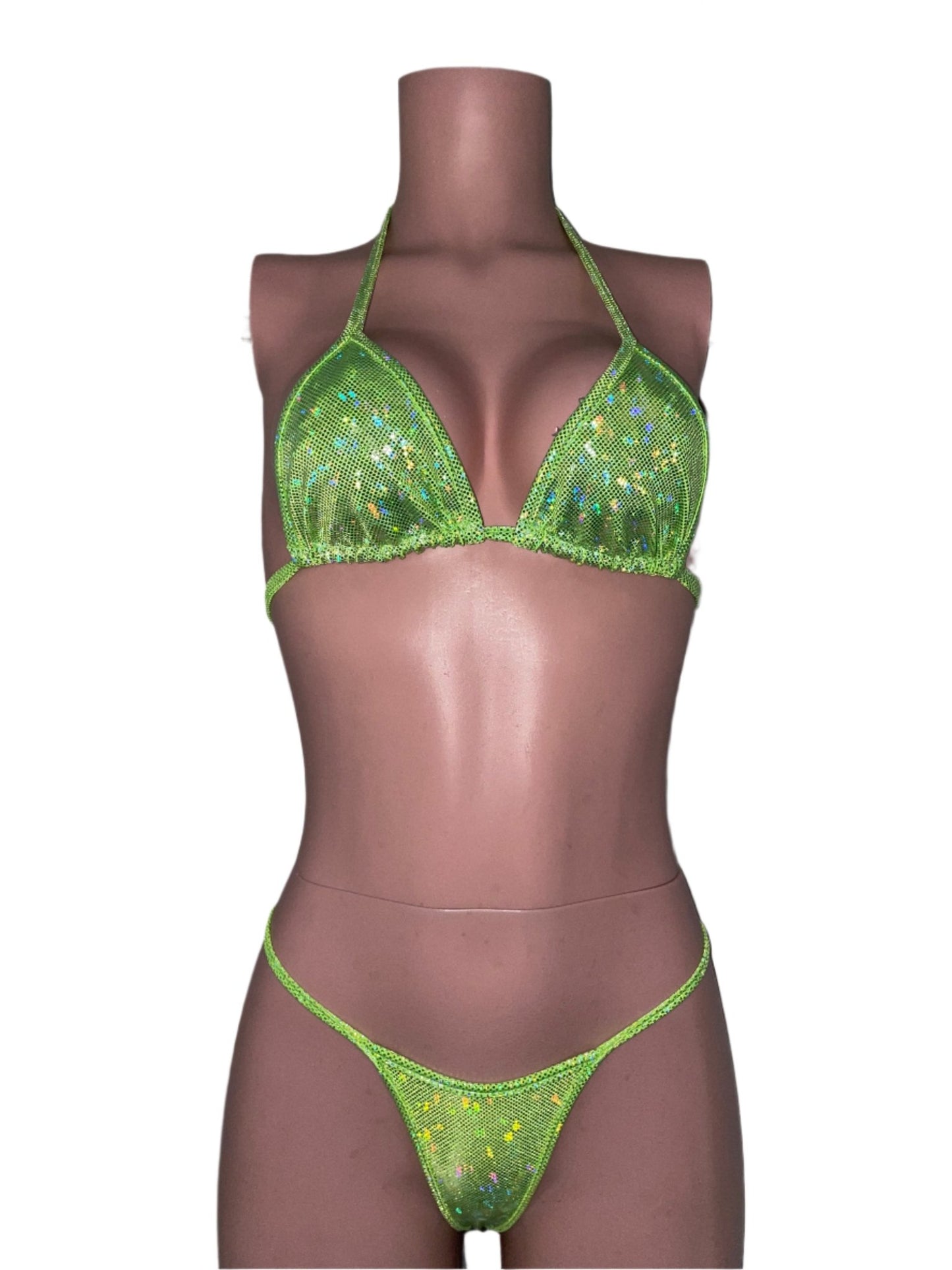 Essentials: Holographic Glitz Green Bikini - Exotic dance outfit