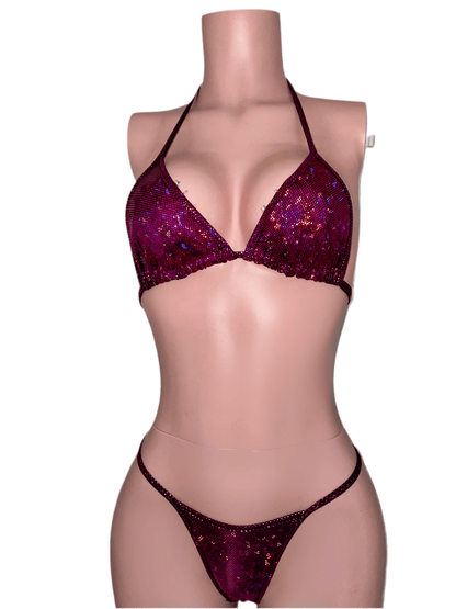 Essentials: Holographic Glitz Magenta Bikini - Exotic dance outfit